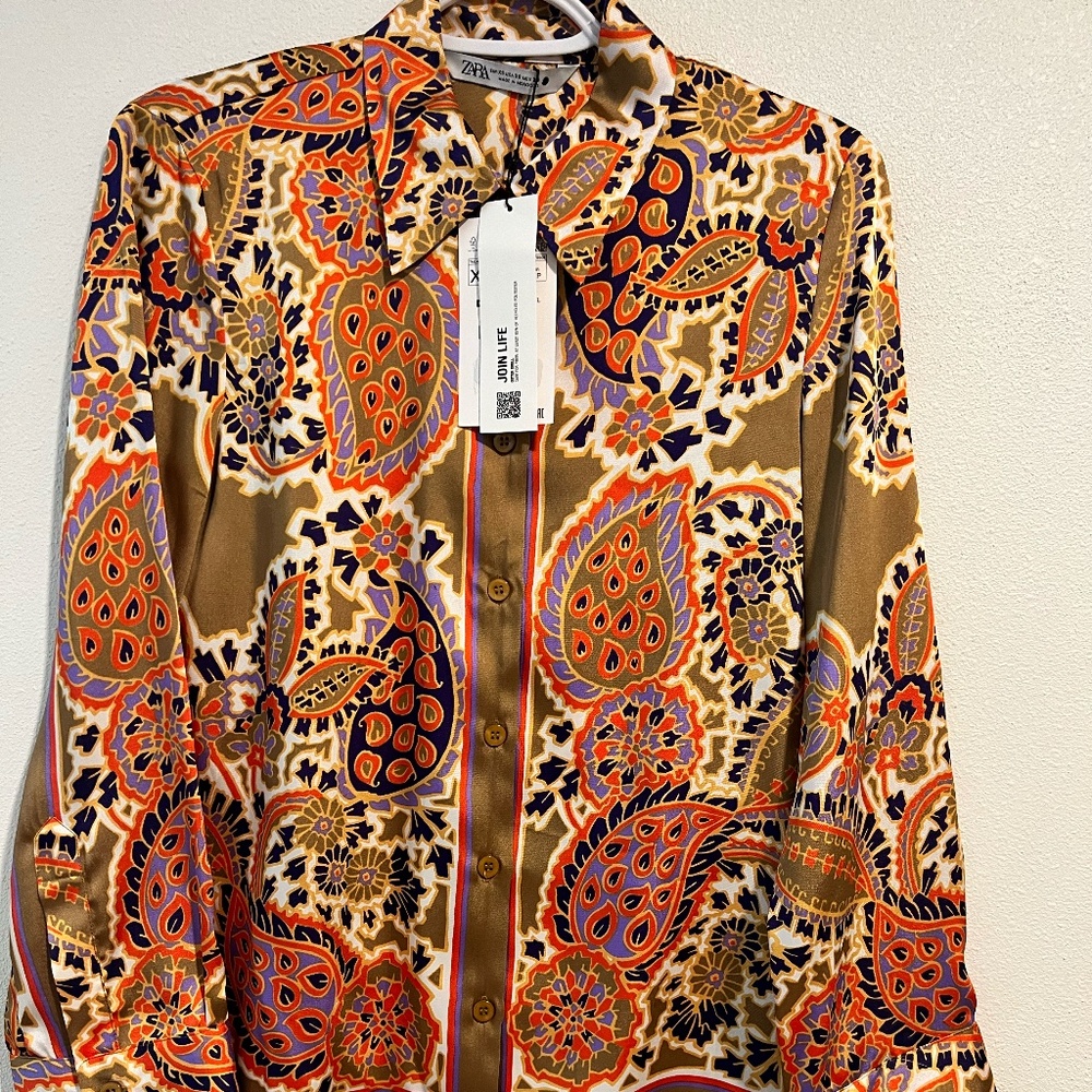 Zara silk button up NWT